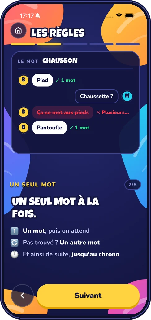 Écran des règles, exemple avec le mot chausson